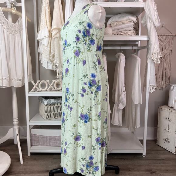 vintage Karin Stevens size 16 floral maxi dress light green. summery #1018 - Picture 4 of 10